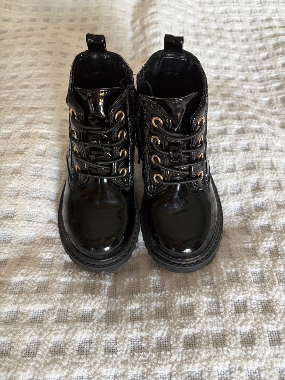 Kids Black Lace-Up Boots